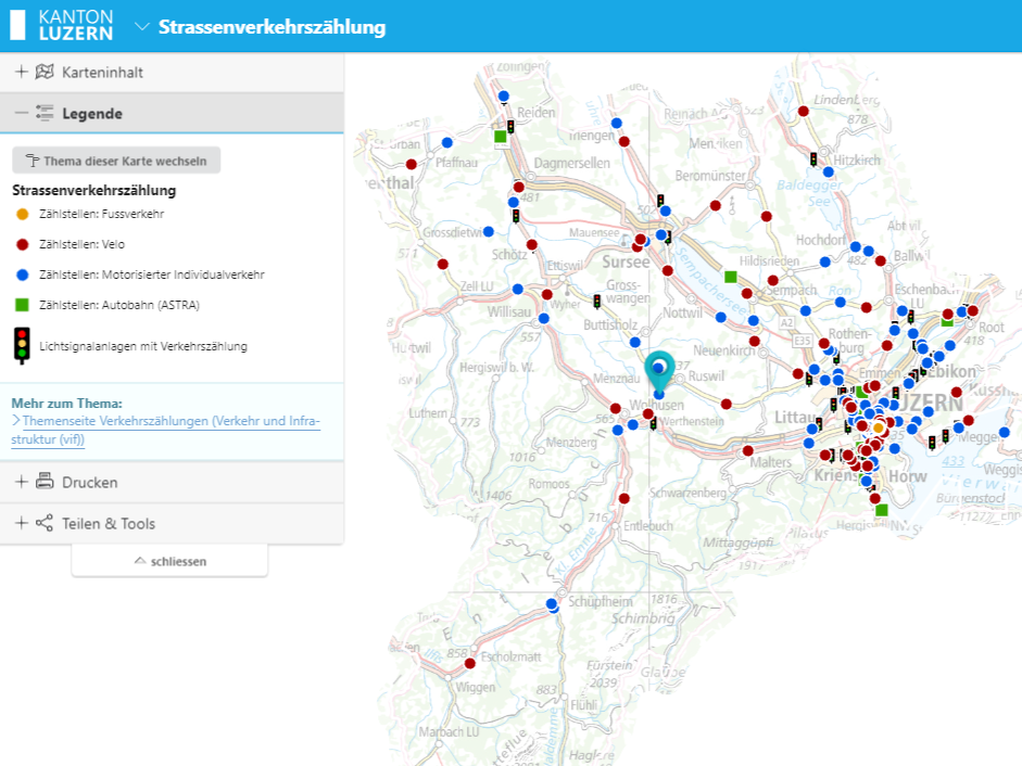 Screenshot Geoportal Verkehrszaehlung