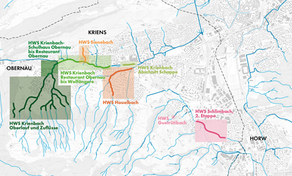 Übersicht alle Hochwasserschutzprojekte in Kriens