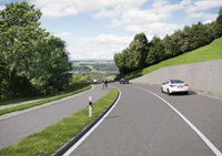Visualisierung Kantonsstrasse mit Rad- und Gehweg vor Rängglochkurve in Richtung Littau (Visualisierung Swiss Interactive AG, Aarau)